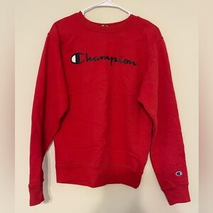 Champion Red Crewneck Sweater with Black Logo